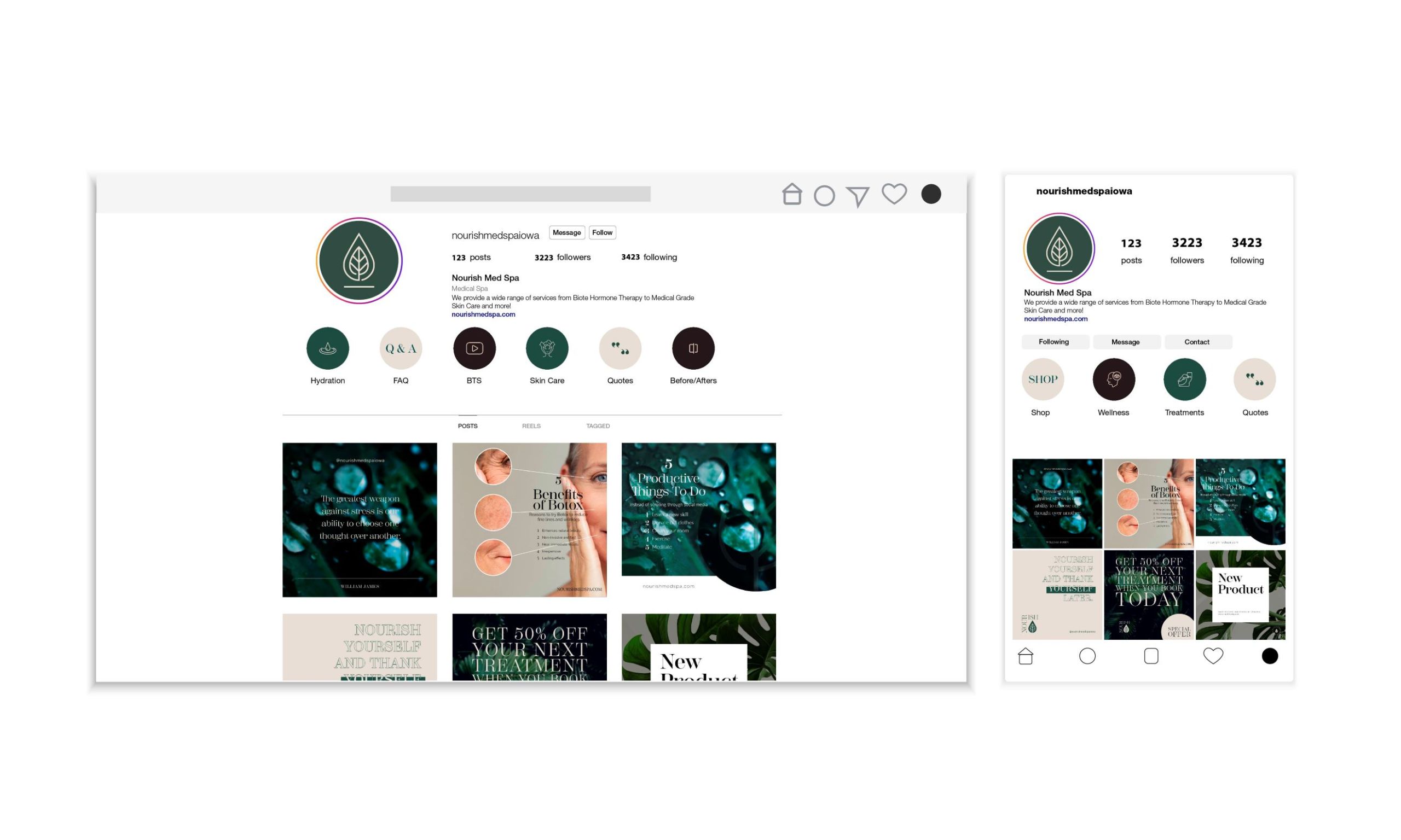 Nourish Med Spa Social Media Branding