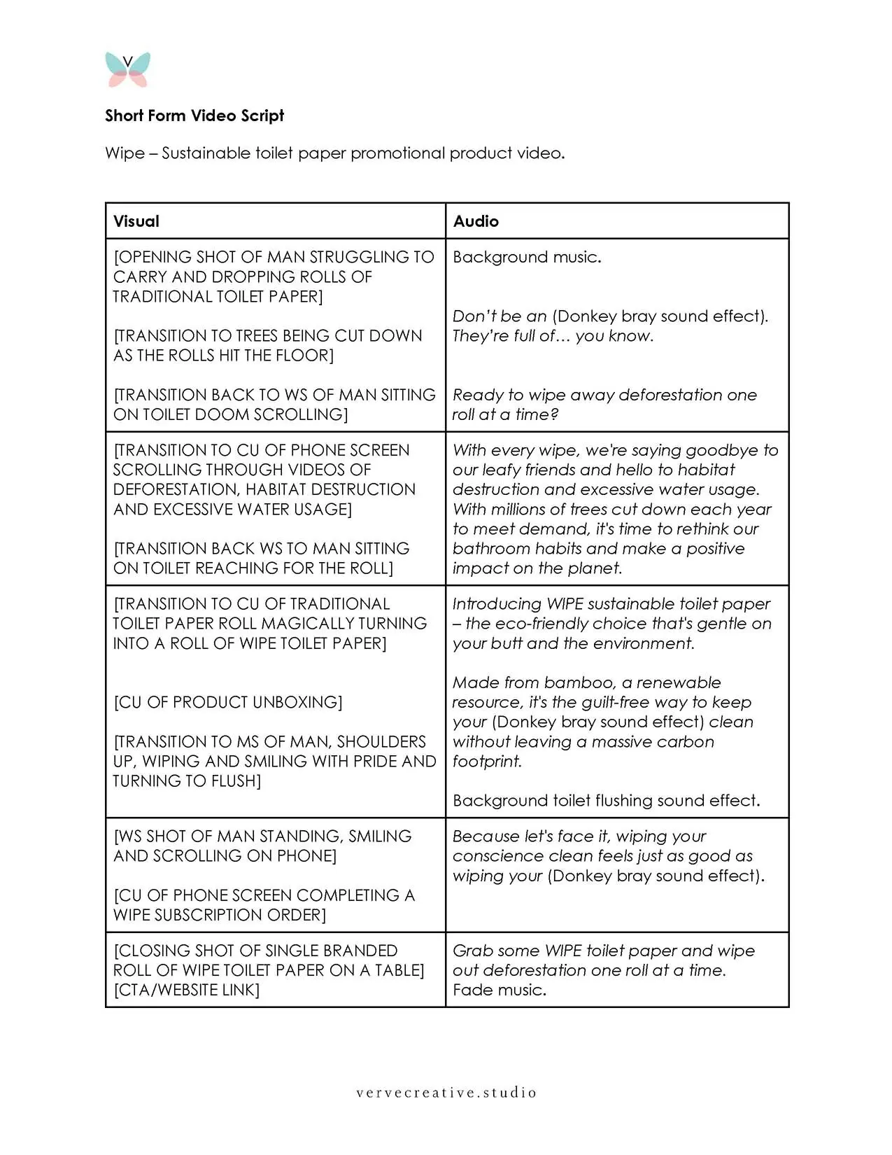 Short Form Video Script Template – Sustainable Toilet Paper Short Form Video Script Example