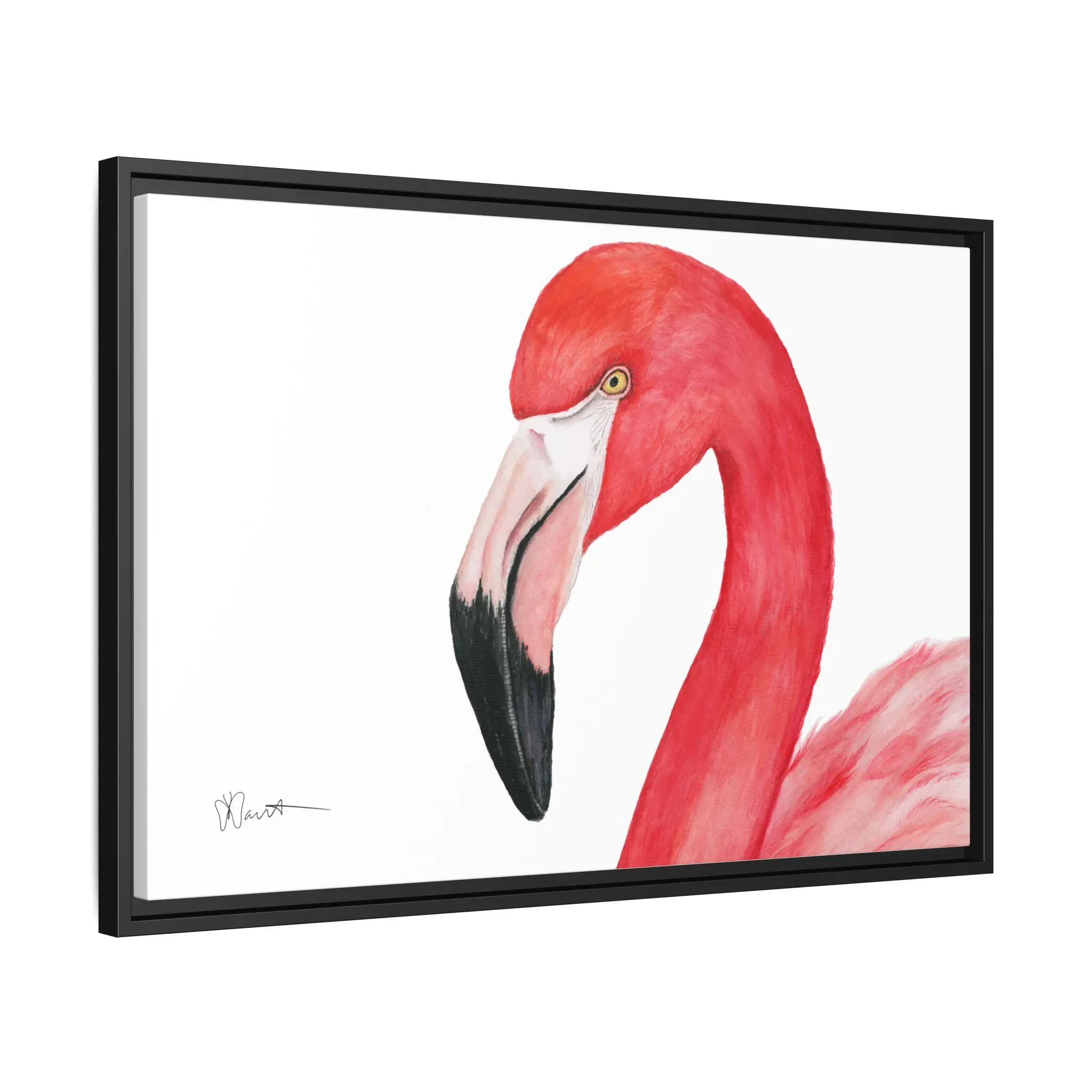 Sam the Flamingo - Gallery Canvas Wrap with Foater Frame