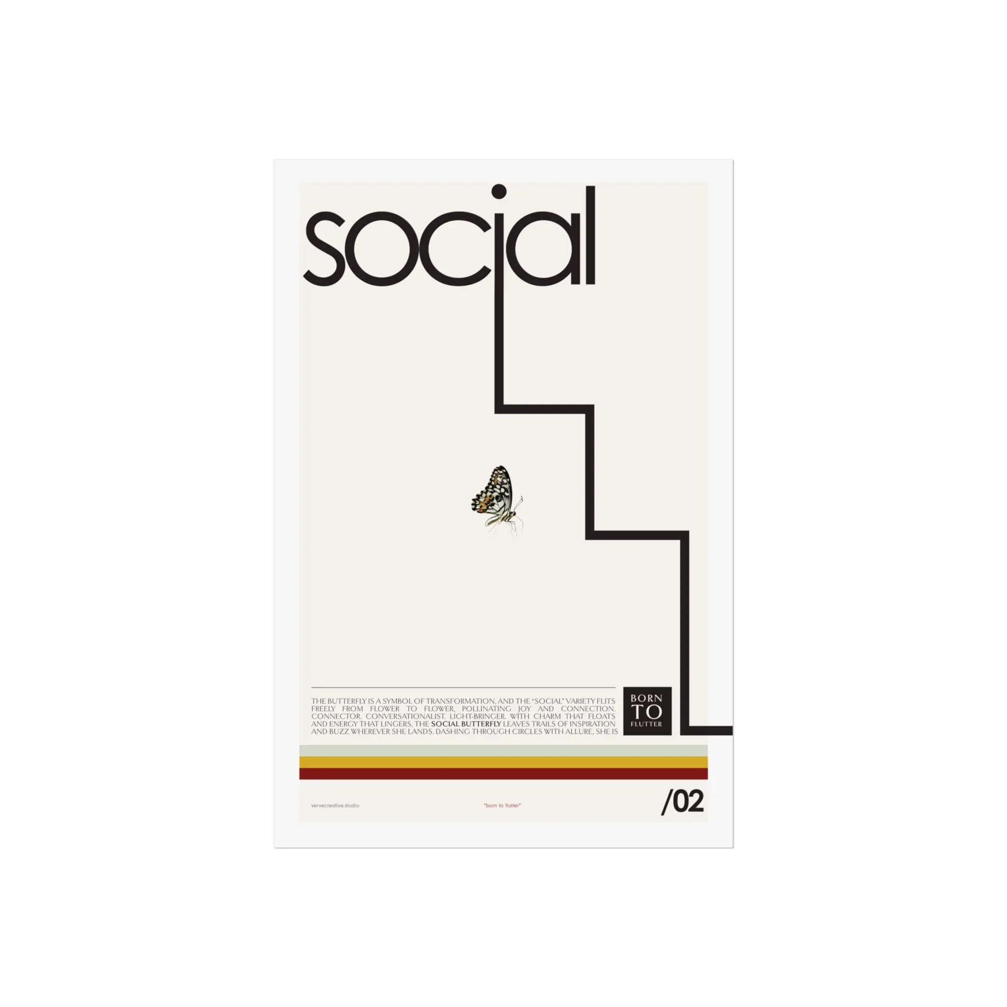 Modern Social Butterfly Art Poster | Minimalist Wall Decor - Image 5