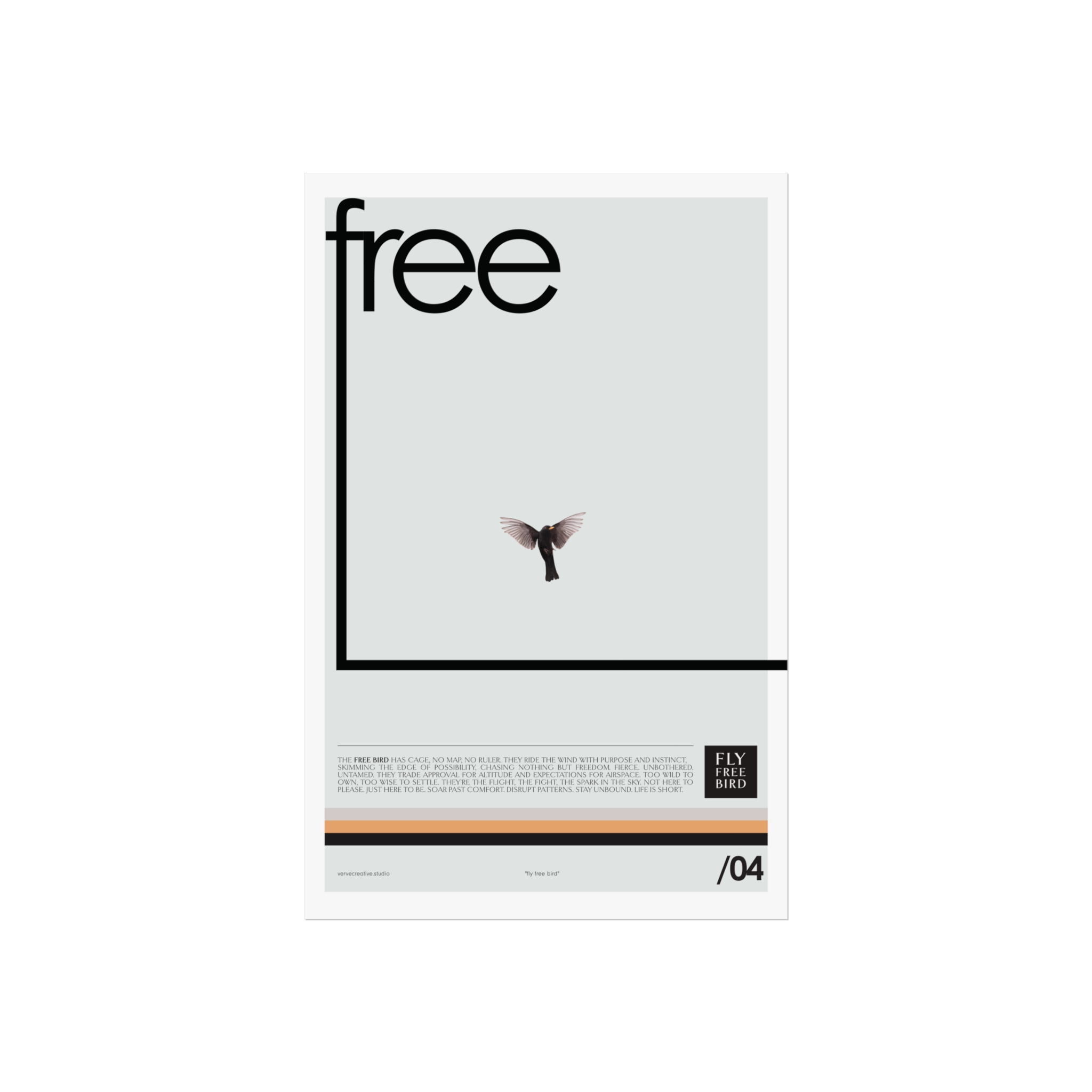 Modern Free Bird Art Poster | Minimalist Wall Decor