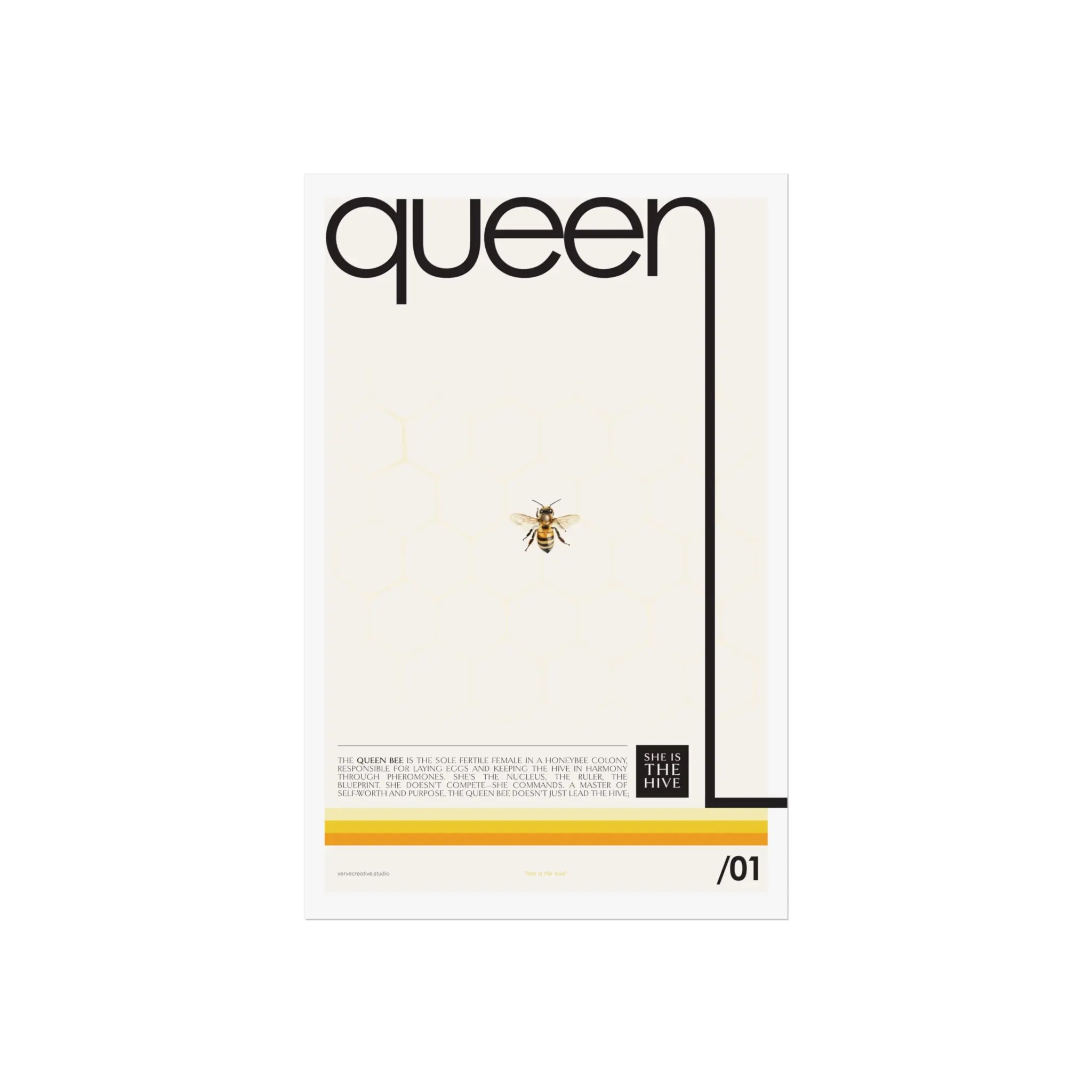 Modern Queen Bee Art Poster | Minimalist Wall Decor