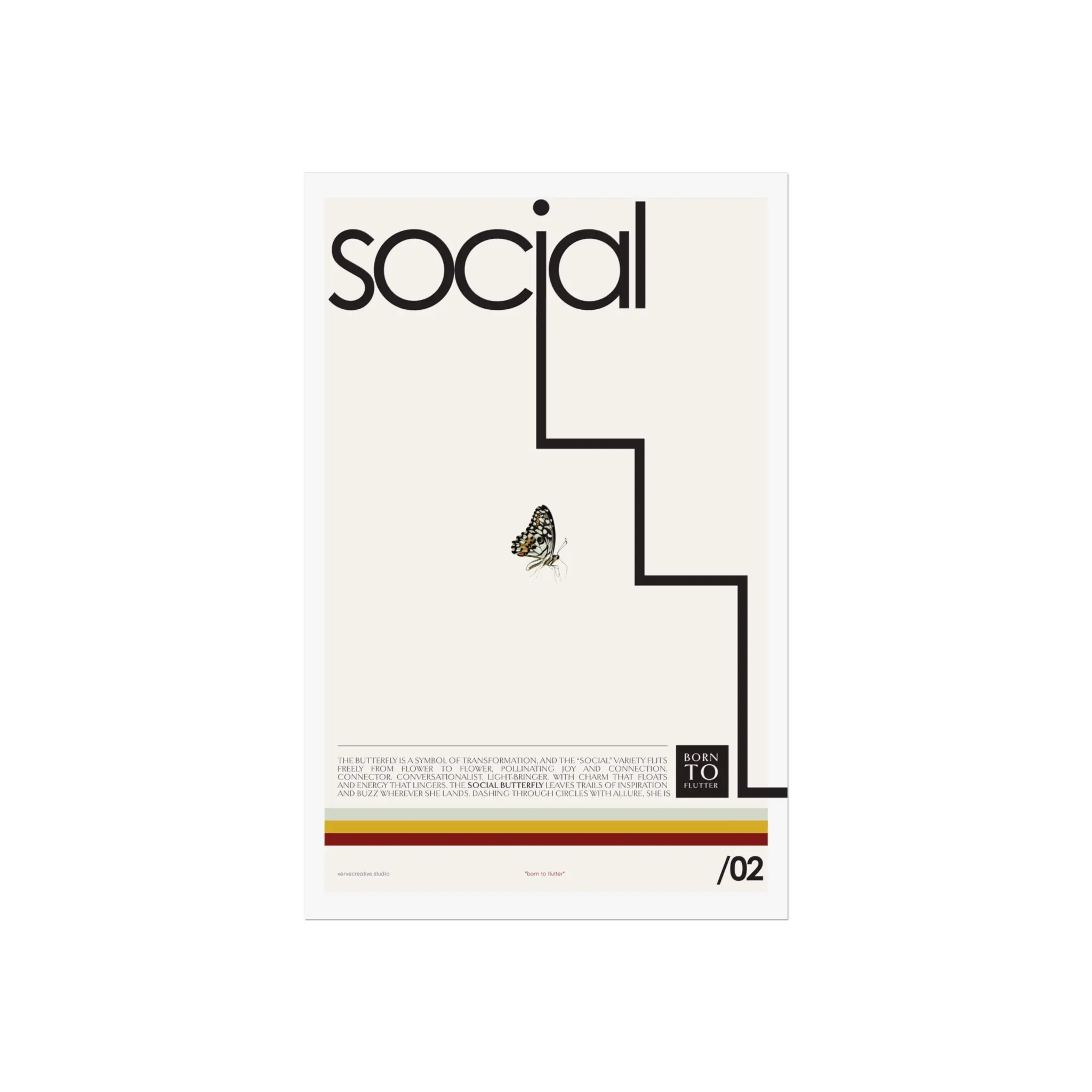 Modern Social Butterfly Art Poster | Minimalist Wall Decor - Image 3