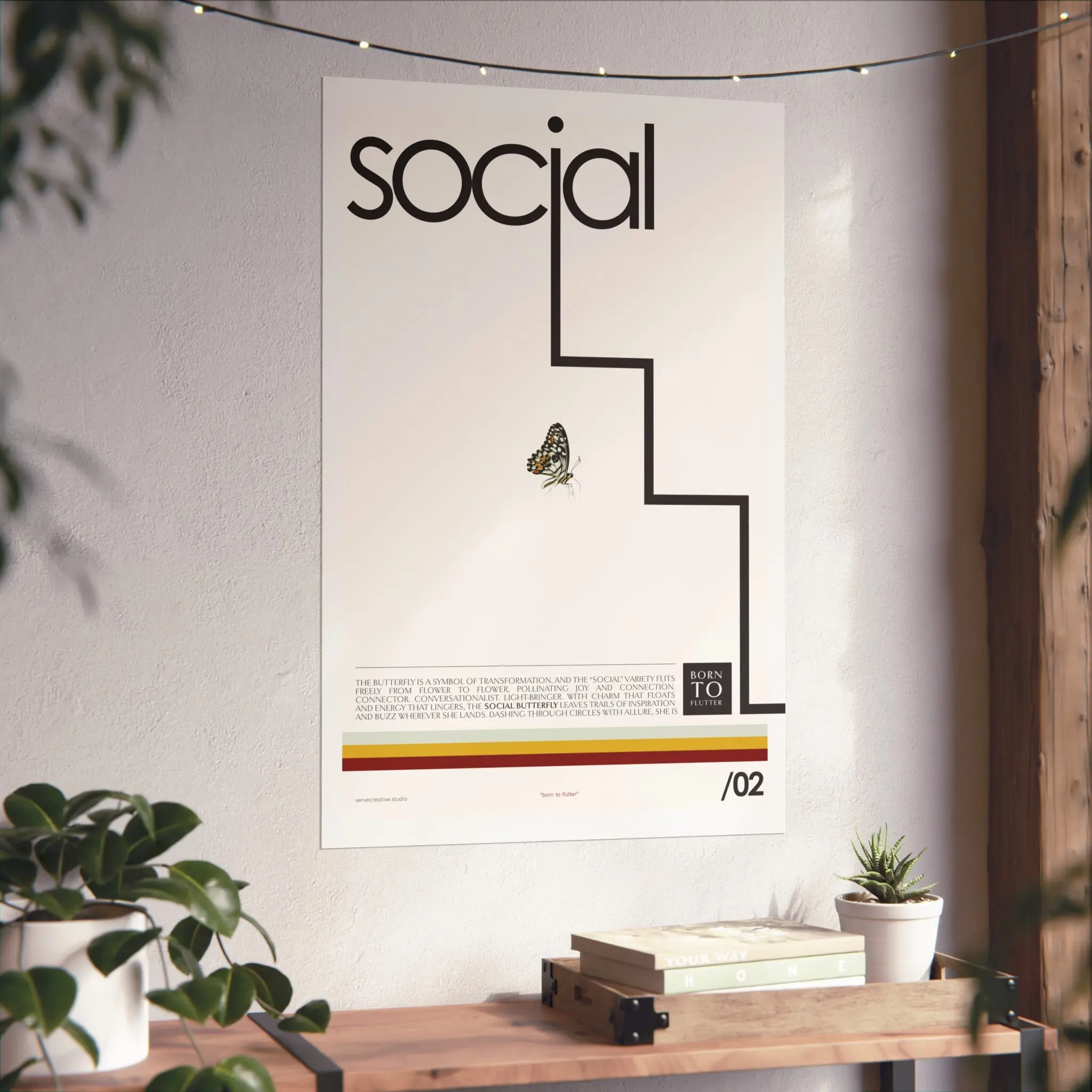 Modern Social Butterfly Art Poster | Minimalist Wall Decor - Image 4