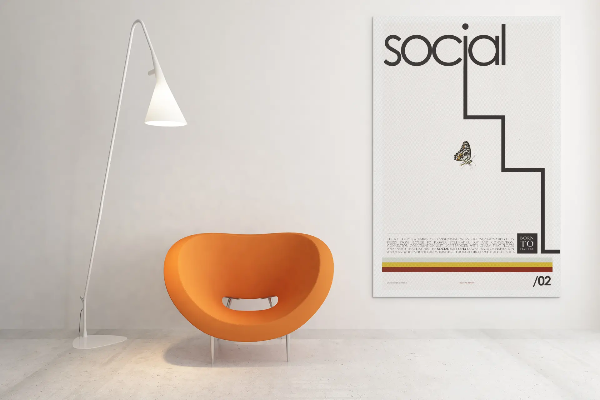 Modern Social Butterfly Art Poster | Minimalist Wall Decor - Image 7