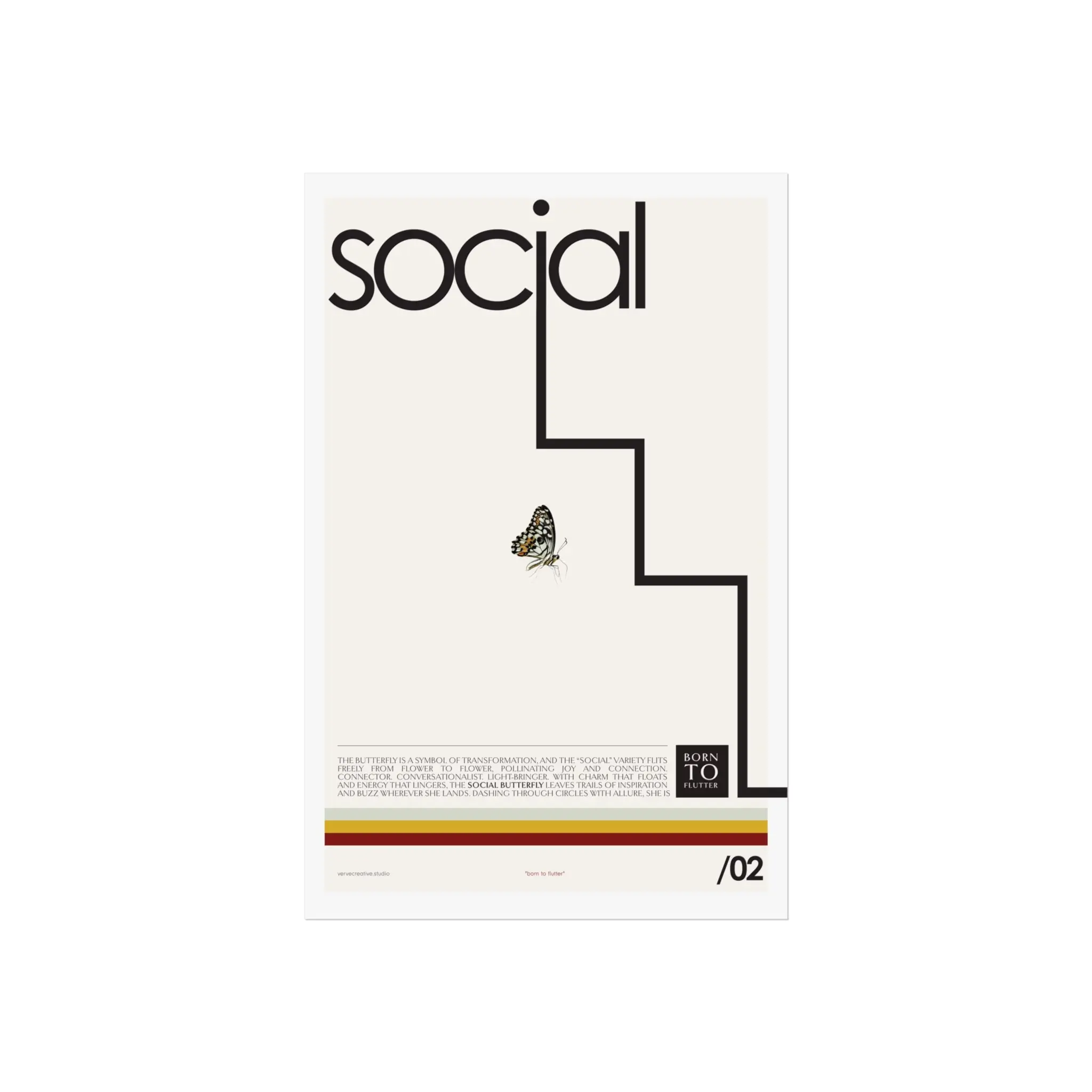 Modern Social Butterfly Art Poster | Minimalist Wall Decor